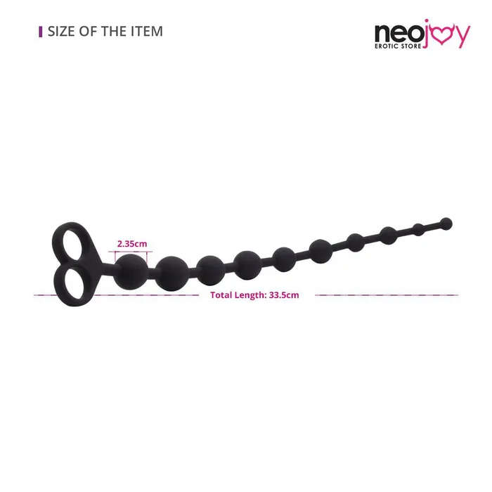 Neojoy Anal Beads Silicon with double loops Black Extra Large 129 inch 33 cm Neojoy Anal