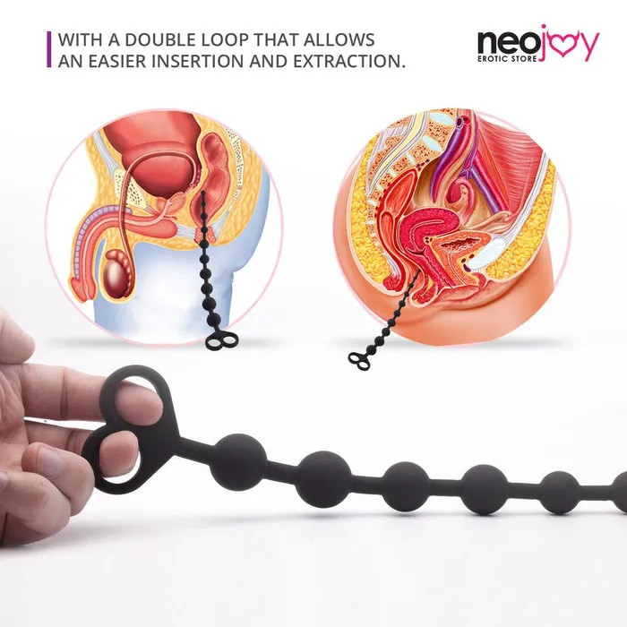 Neojoy Anal Beads Silicon with double loops Black Extra Large 129 inch 33 cm Neojoy Anal