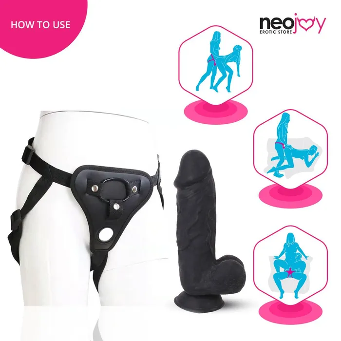 Neojoy Big Bad Boy Dildo With StrapOn Dong Pegging Black 295cm 116 inch Neojoy Female Sex Toys