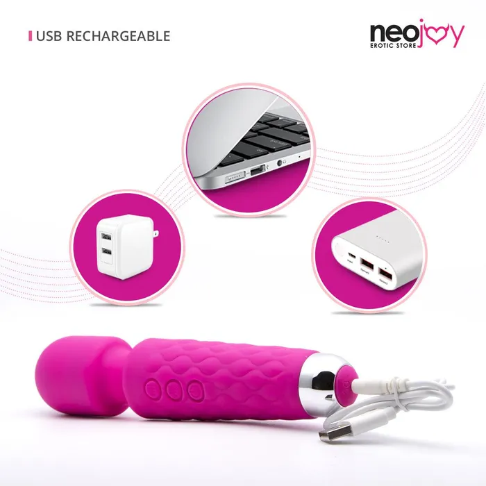 Neojoy Vibrators Neojoy Magic Mini Wand Vibrator USB Rechargeable 20Speed Functions Silicone Pink
