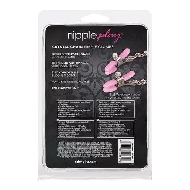 Nipple Play Crystal Chain Nipple Clamps Pink CalExotics Couples Nipple Play Crystal Chain Nipple Clamps Pink CalExotics Couples