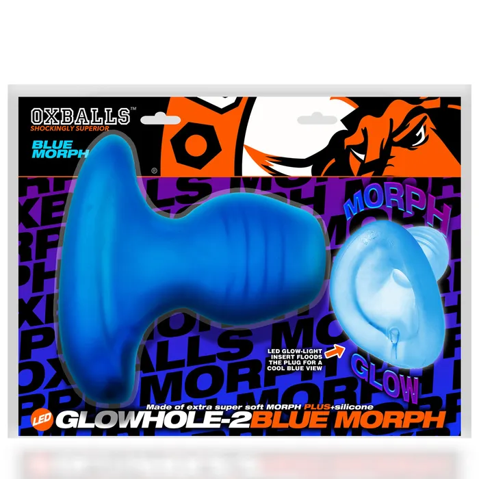 Oxballs Anal Oxballs Glowhole2 Blue Morph LED Hollow Butt Plug Blue