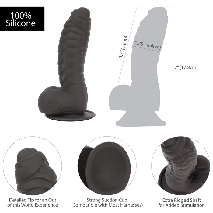 PL Female Sex Toys Pure Love Fantasy Silicone Dildo With Suction Base 7 In Black