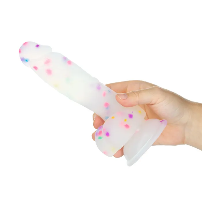 PL Female Sex Toys Pure Love Party Time Silicone Dildo With Suction Base 75 In Frosted Confetti