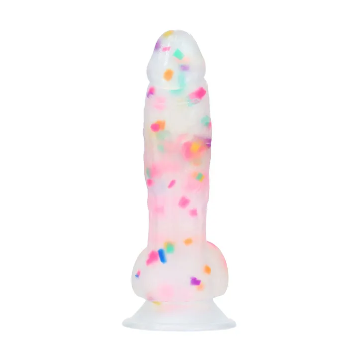 PL Female Sex Toys Pure Love Party Time Silicone Dildo With Suction Base 75 In Frosted Confetti