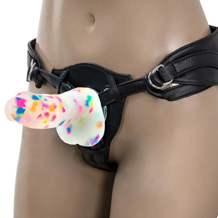 PL Female Sex Toys Pure Love Party Time Silicone Dildo With Suction Base 75 In Frosted Confetti