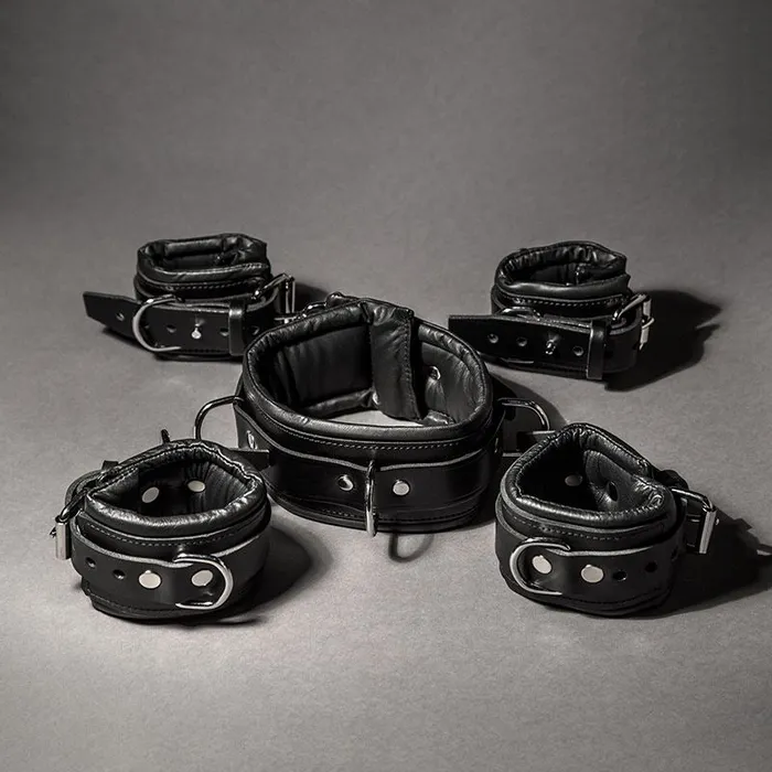 Restraints Fetters 5 Piece Padded Leather Restraint Set
