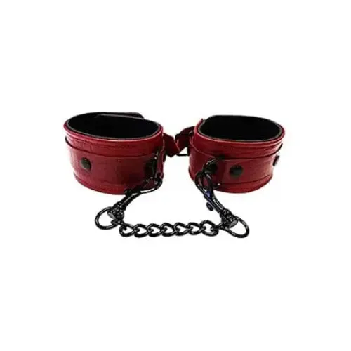 Restraints Leather Anaconda Wrist Cuff Burgunday Black Rouge