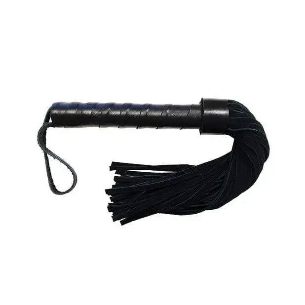 Restraints Rouge Rouge Leather Handle Short Short Suede Flogger Black