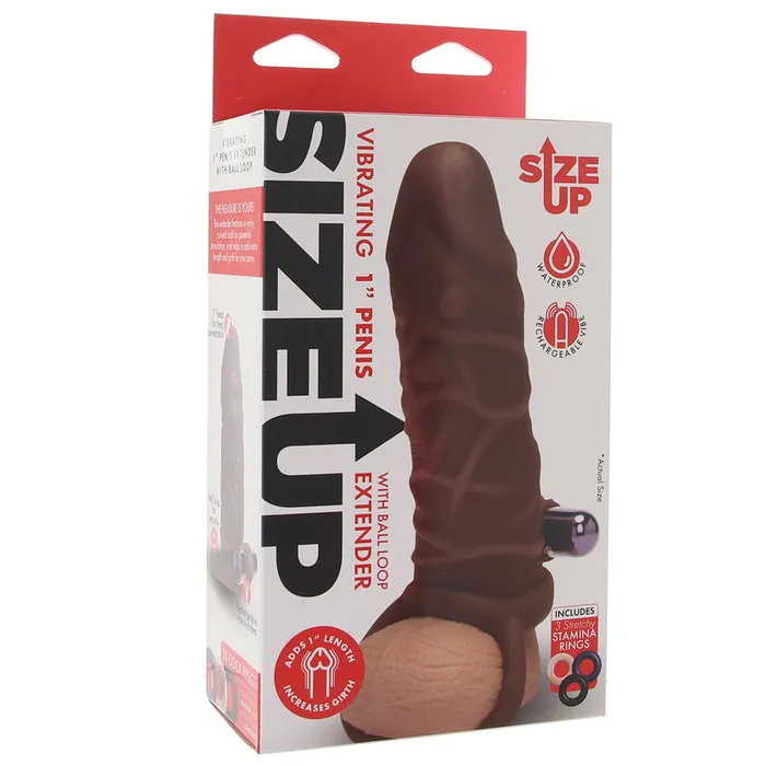 Size Up 1 Inch Realistic Vibrating Extender in Brown XGen Anal