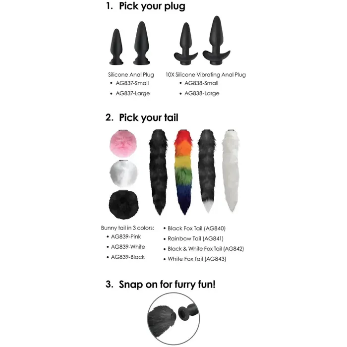 Tailz Small Anal Plug With Interchangeable Bunny Tail Male Sex Toys