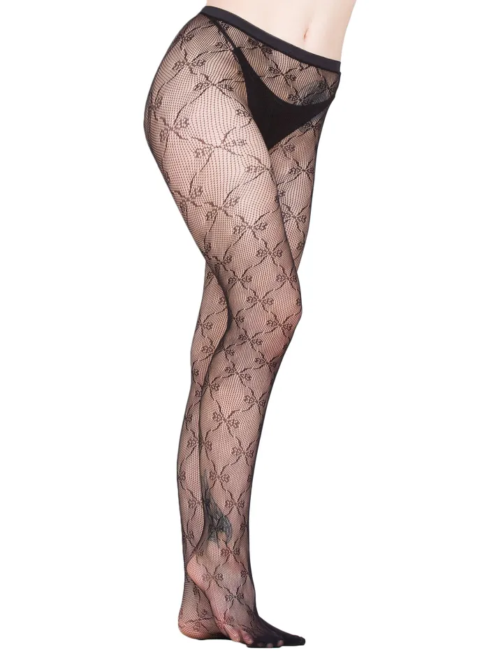 Teddies And Bodies HonourSkintwocom Black Bow Tie Lace Tights One Size