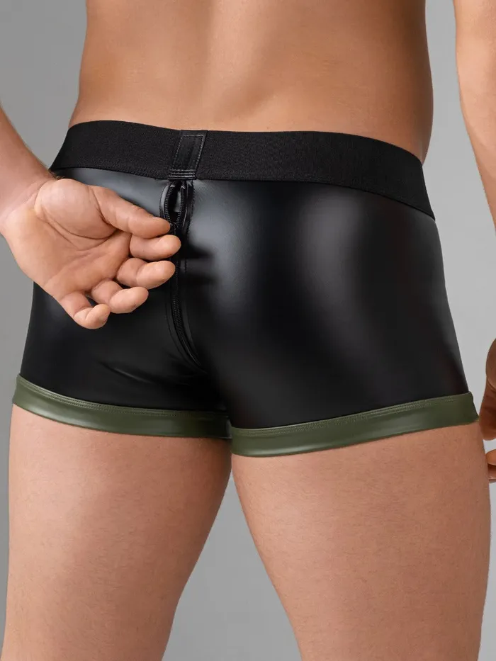 Trunk Shorts with Detachable Codpiece in Black Green HonourSkintwocom Female Sex Toys