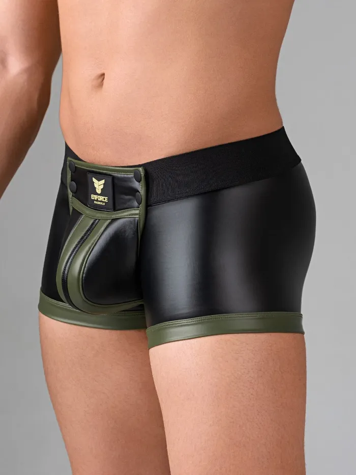 Trunk Shorts with Detachable Codpiece in Black Green HonourSkintwocom Female Sex Toys