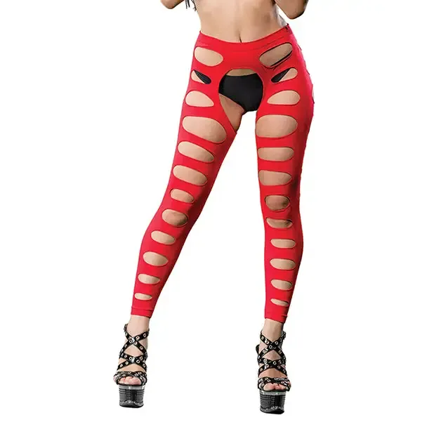 Vibrators Beverly Hills Naughty Girl Red Variegated Holes Crotchless Legging