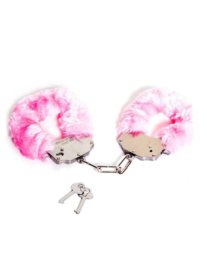 Vibrators Pink Plush Furry Fun Cuffs HonourSkintwocom
