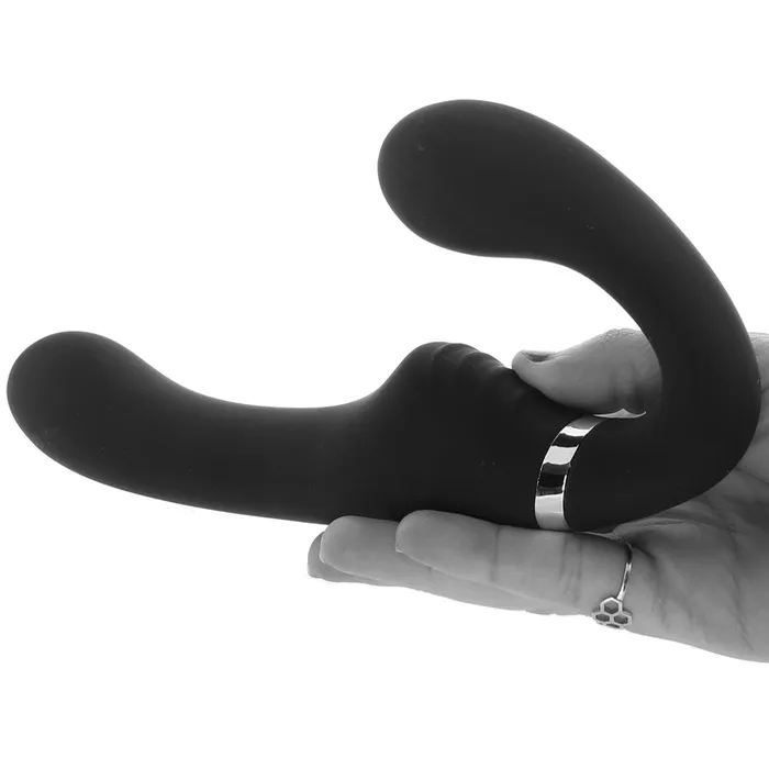 XR Brands Female Sex Toys Strap U Mighty Rider Strapless StrapOn Vibe in Black