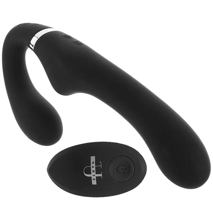 XR Brands Female Sex Toys Strap U Mighty Rider Strapless StrapOn Vibe in Black
