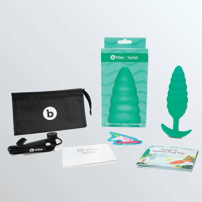 Anal BVibe BVibe Texture Vibrating Butt Plug Twist Green Large