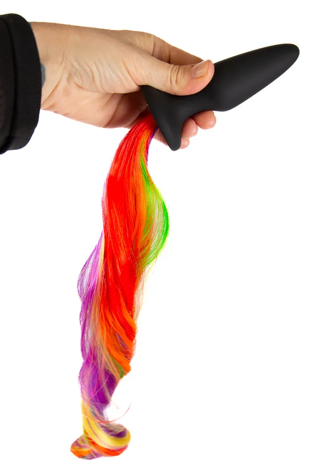 Anal NS Novelties NS Novelties UnicornTails Rainbow Tail Plug Black