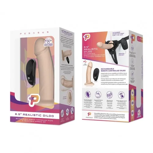 Anal Pegasus Pegasus Remote Control 65 Inch Realistic Silicone Peg With Harness Light