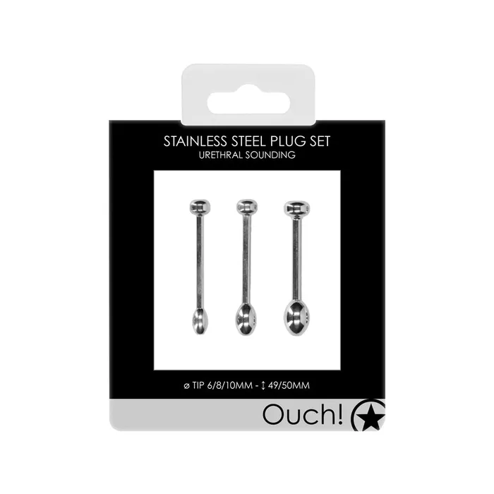 Anal Shots Toys Shots Ouch Urethral Stainless Steel Plug Set 3 Pack