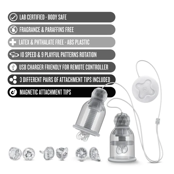 Blush Temptasia Titillator Nipple Play Massaging System with Suction BLUSH Couples