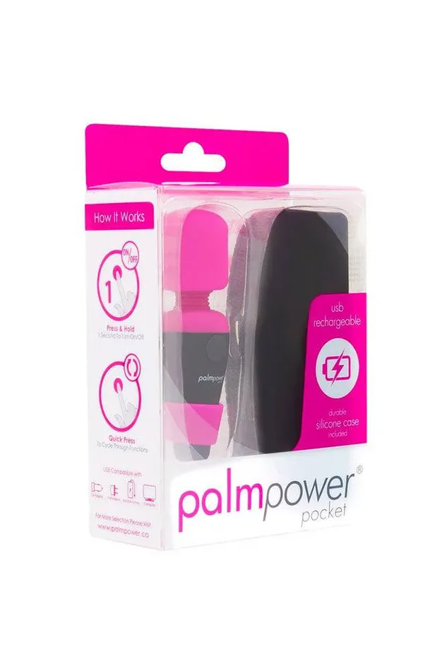 BMS Vibrators PalmPower Pocket Rechargeable Mini Massage Wand PinkBlack