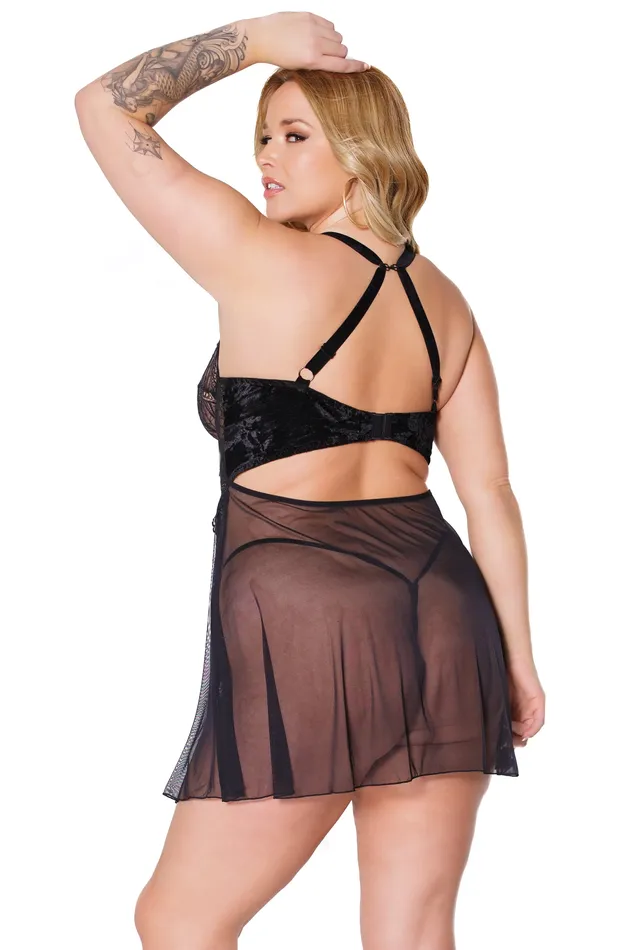 Coquette Coquette 22317 PLUS Babydoll GString Black Anal