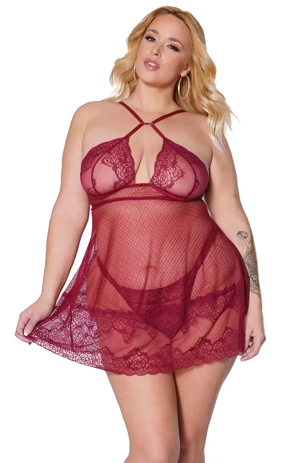 Coquette Male Sex Toys Coquette 22312X Babydoll Thong Merlot