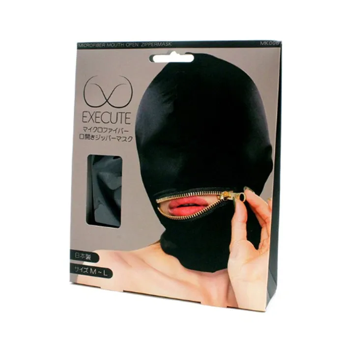 EXECUTE Male Sex Toys Execute Microfiber Mask With Mouth Zip