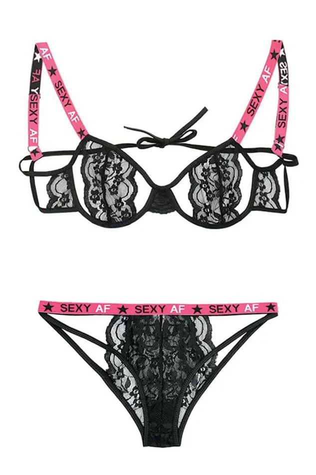 Fantasy Lingerie Fantasy Lingerie Vibes Sexy AF Cutout Bra Panty Set BlackPink Vibrators Fantasy Lingerie Fantasy Lingerie Vibes Sexy AF Cutout Bra Panty Set BlackPink Vibrators