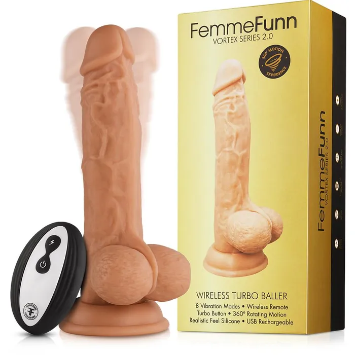 FemmeFunn FemmeFunn Turbo Baller 20 Remote Controlled Vibrating Dildo Nude Female Sex Toys