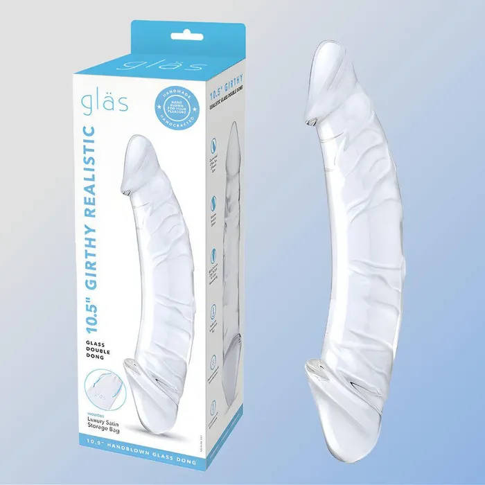 Gls Girthy Realistic 105 Glass Double Dong Gls Dildos