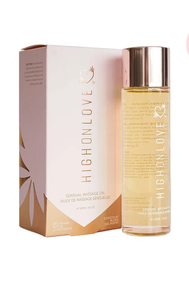 High on Love Couples HighOnLove Sensual Hemp Massage Oil 4oz White Chocolate