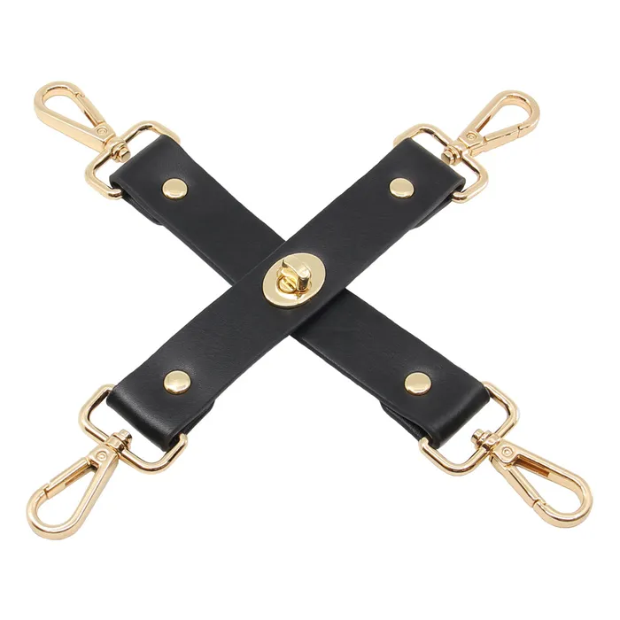 Love In Leather Faux Leather Black Restraint Joins Gold LOVE IN LEATHER Anal