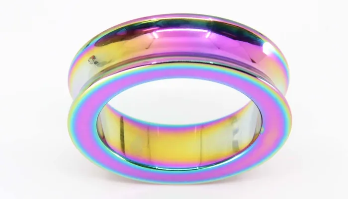 Love In Leather Male Sex Toys Concave Rainbow Stainless Steel Cock Ring 45mm Love In Leather Male Sex Toys Concave Rainbow Stainless Steel Cock Ring 45mm