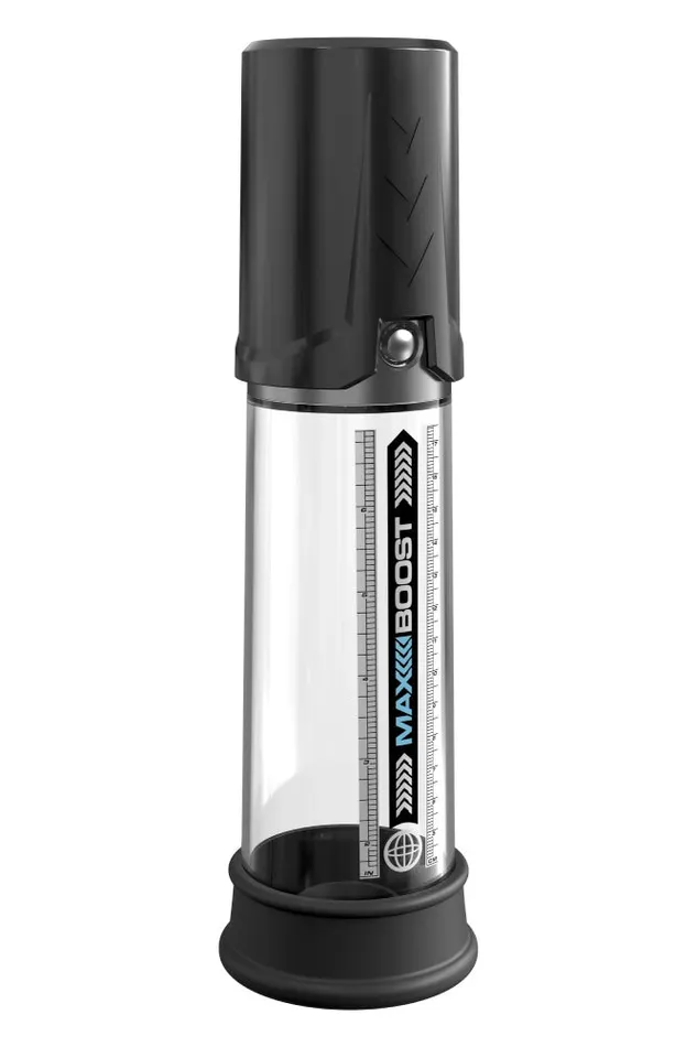 Male Sex Toys Pipedream Pipedream Pump Worx Max Boost Penis Pump BlackClear