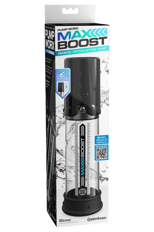 Male Sex Toys Pipedream Pipedream Pump Worx Max Boost Penis Pump BlackClear