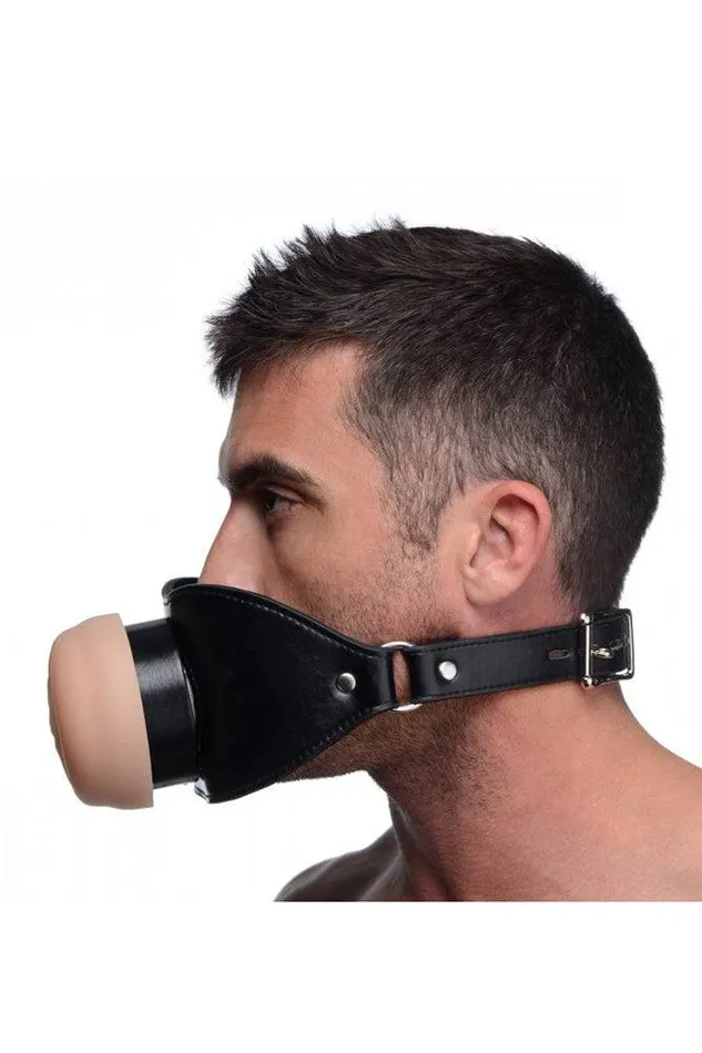 Male Sex Toys XR Brands Master Series Pussy Face Oral Sex Mouth Gag XR Brands