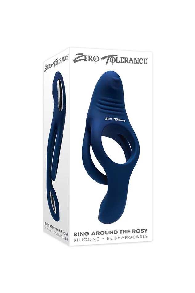 Male Sex Toys Zero Tolerance Ring Around the Rosy Vibrating Cock Ring Blue Zero Tolerance