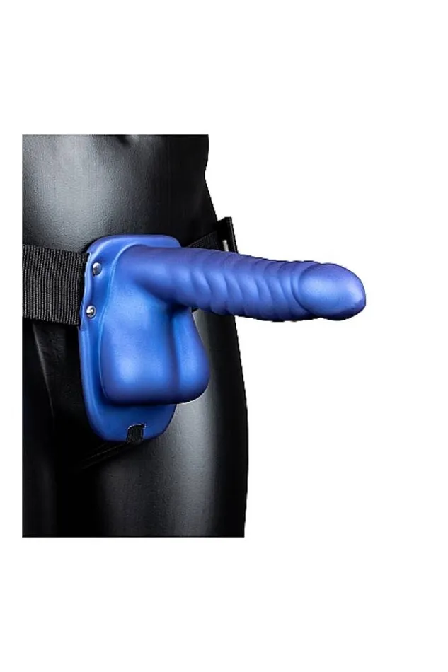 Ouch by Shots Toys Ribbed Hollow Strapon with Balls 8 Inch Blue Shots Toys Female Sex Toys Ouch by Shots Toys Ribbed Hollow Strapon with Balls 8 Inch Blue Shots Toys Female Sex Toys
