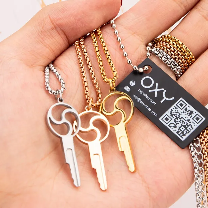 Oxyshop Male Sex Toys Triskelion Chastity Key Necklace Gold Steel
