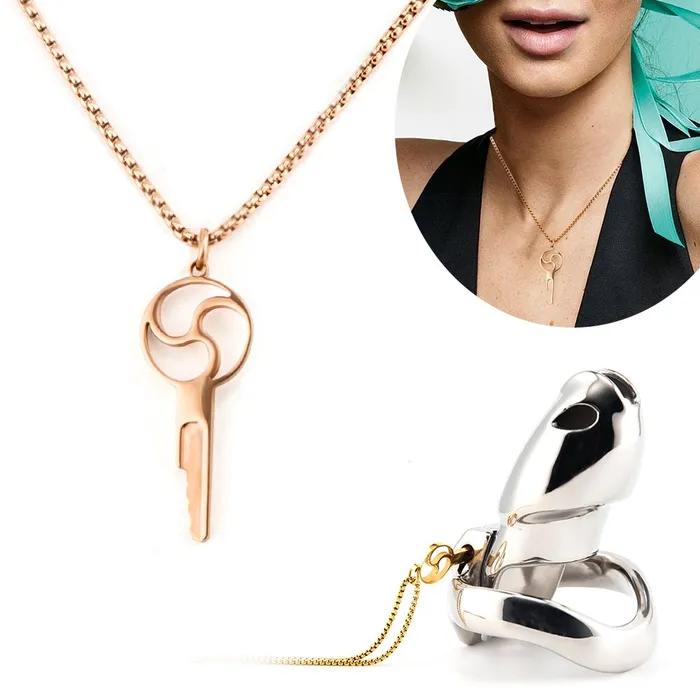 Oxyshop Male Sex Toys Triskelion Chastity Key Necklace Gold Steel