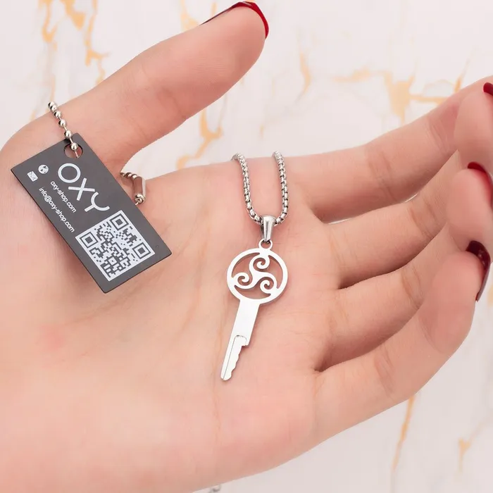 Oxyshop Male Sex Toys Triskelion Chastity Key Necklace Gold Steel