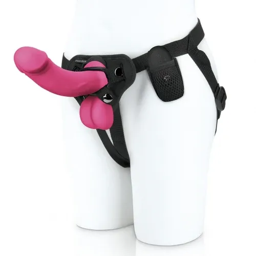 Pegasus Dildos Pegasus Remote Control 65 Inch Realistic Balls Peg With Harness Pink