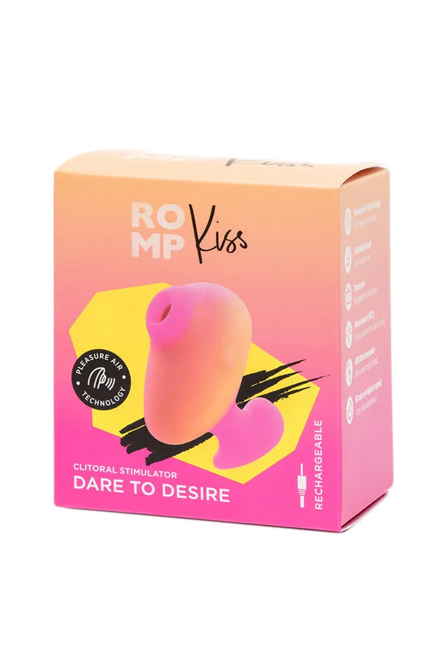 Romp Kiss Air Pulse Stimulator OrangePink Romp Vibrators