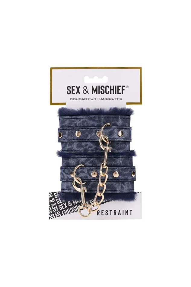 Sex Mischief Cougar Handcuffs BlueGold Sex Mischief Vibrators