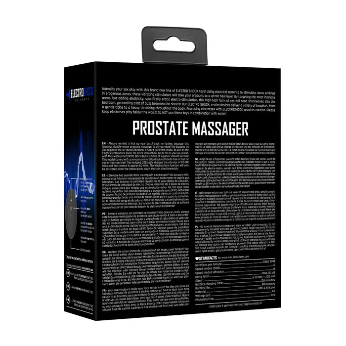 Shots Electroshock Prostate Massager Remote Controlled Black Shots Toys Anal