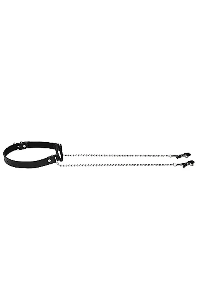 Shots Toys Couples Ouch by Shots Toys ORing Gag With Nipple Clamps Black
